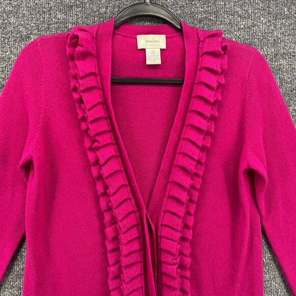 Neiman Marcus Cashmere Cardigan Sweater Womens S Pink Purple Button Up Preppy - Picture 2 of 7